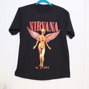 Nirvana In Utero Angel Graphic Band Tee Black Grunge S